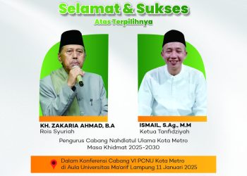 Musyawarah Mufakat, KH Zakaria Ahmad dan Kiai Ismail Terpilih Jadi Rais Dan Ketua NU Kota Metro